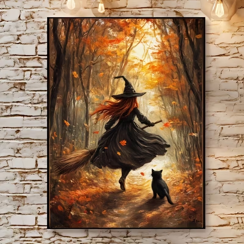 Interior Design Living Room - Lukisan Kanvas Poster Gambar Penyihir Halloween