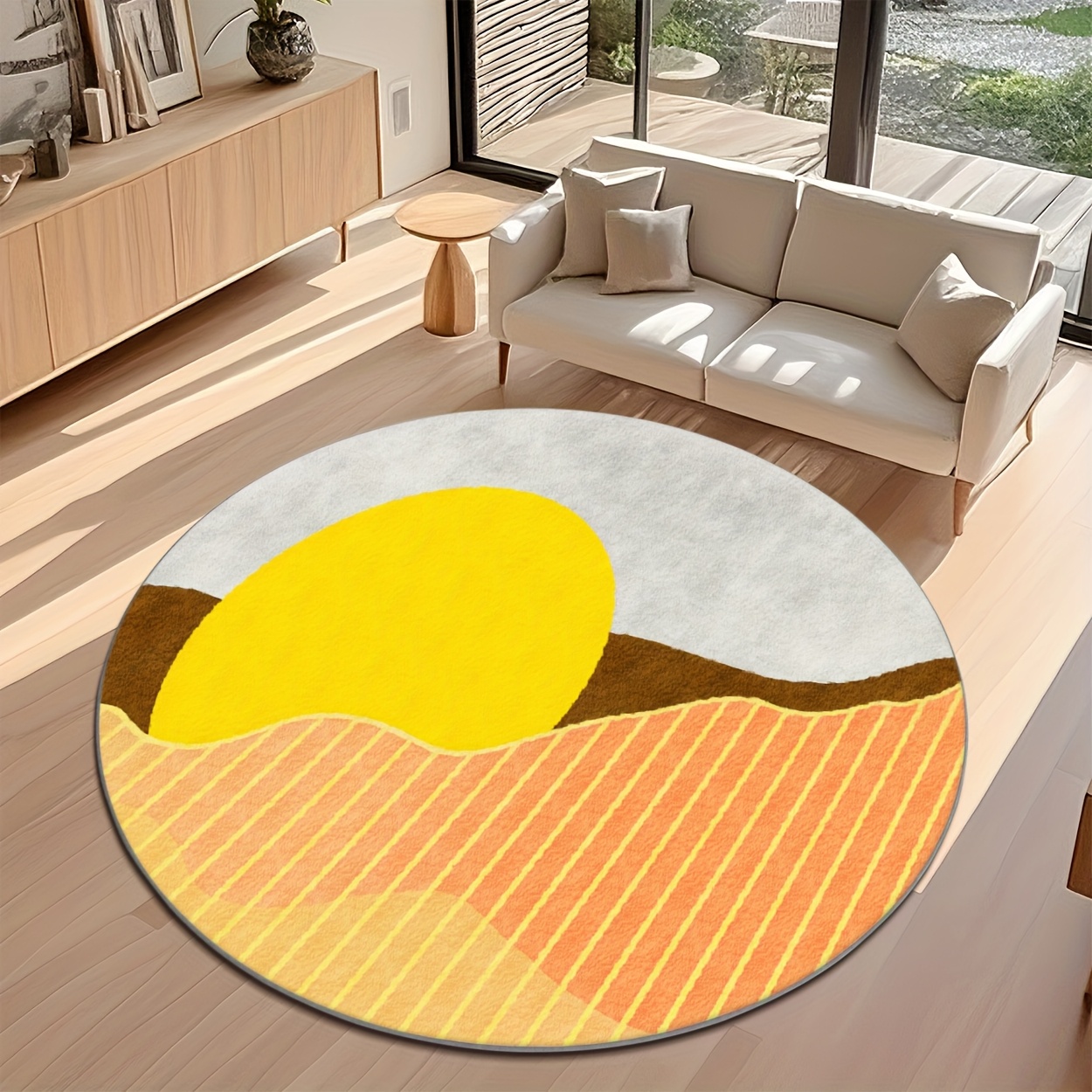 Karpet Bulat Modern Abad Perte - Printed Rug Abstract ulasan dan harga