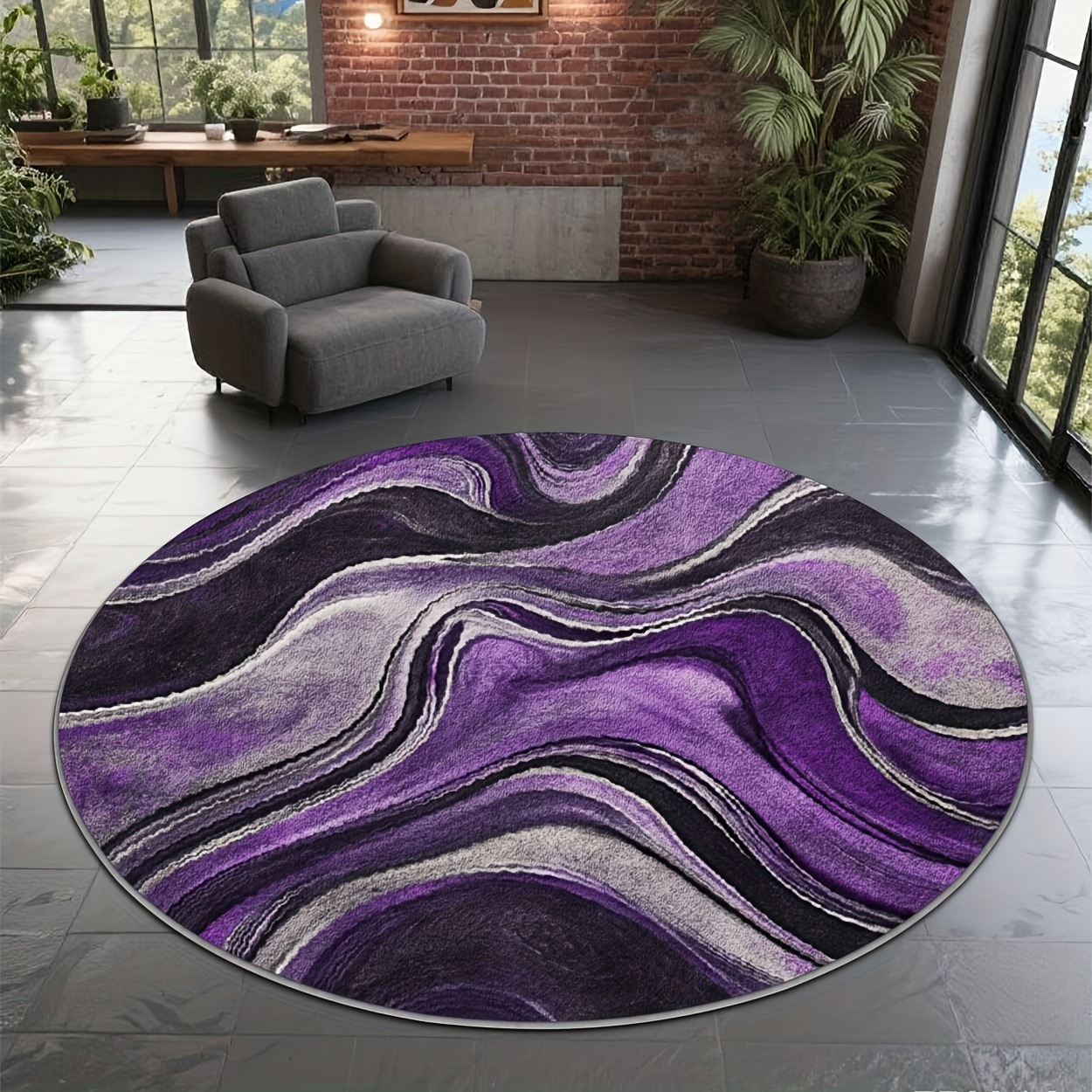Karpet Bulat Minimalis Warna B - Printed Rug Abstract ulasan dan harga