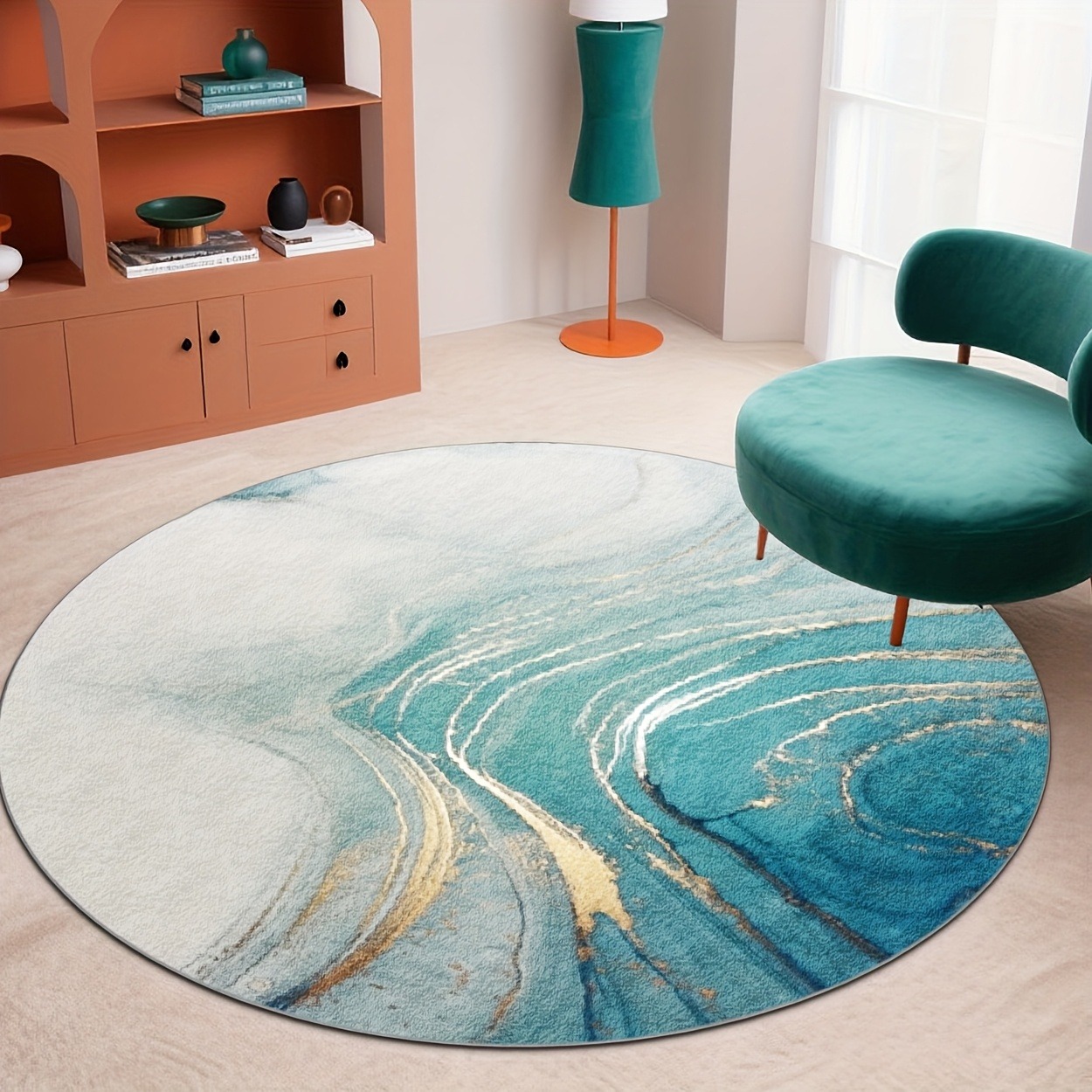 Karpet Bulat Minimalis Warna B - Printed Rug Abstract ulasan dan harga