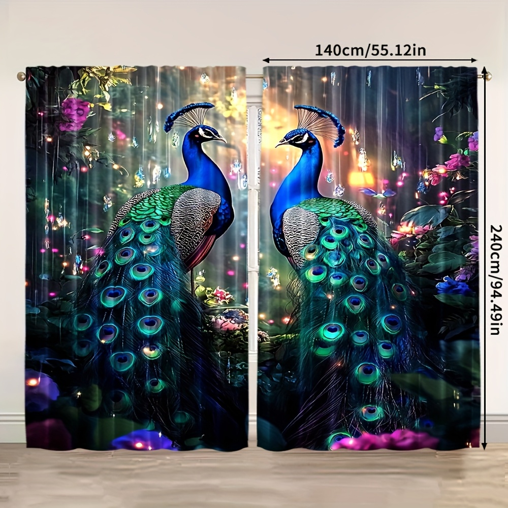 Tirai Burung Merak Biru dan Ta - Interior Design Of Cafe ulasan dan harga