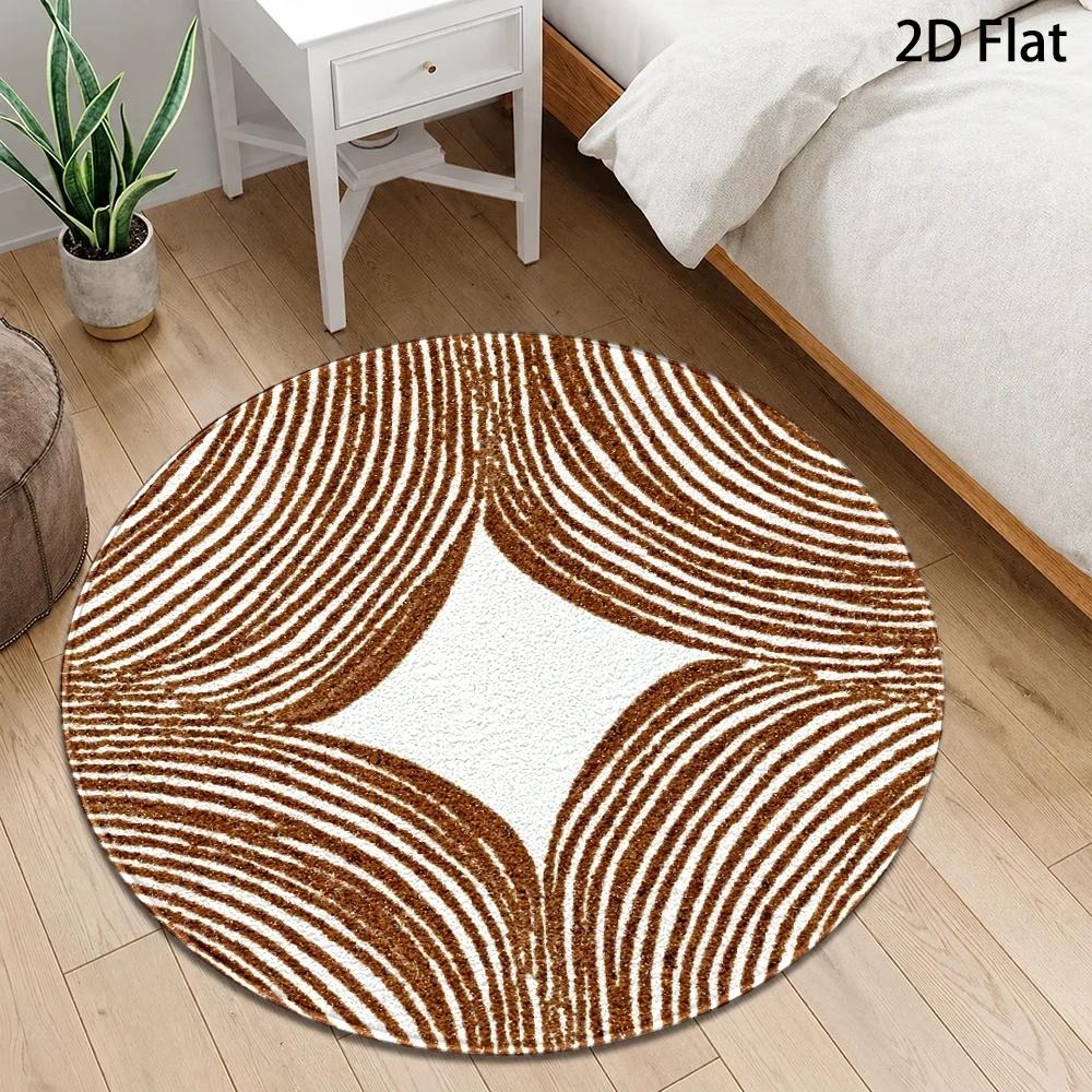 Karpet Bulat Abstrak Modern, B - Printed Rug Abstract ulasan dan harga