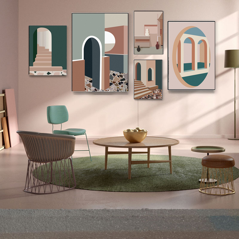 Retro Morandi bangunan kanvas  - Interior Design Build ulasan dan harga